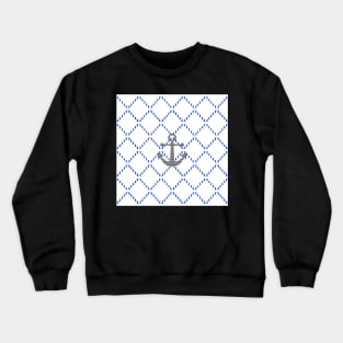 Abstract geometric pattern - blue and white - black anchor Crewneck Sweatshirt